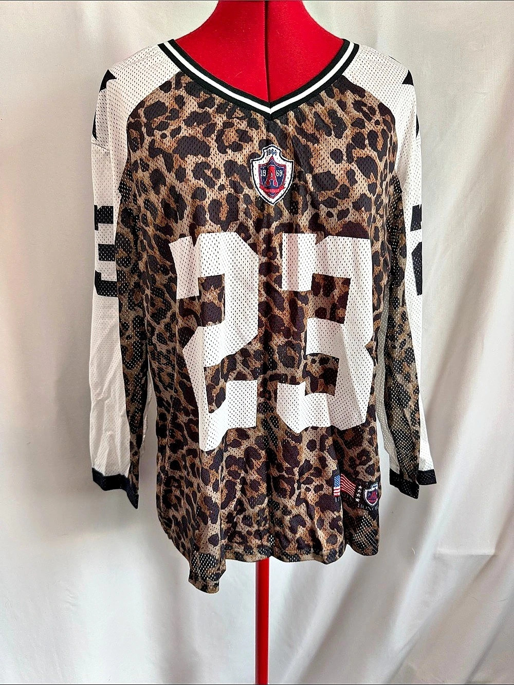 Leopard Print Football Jersey Size Small